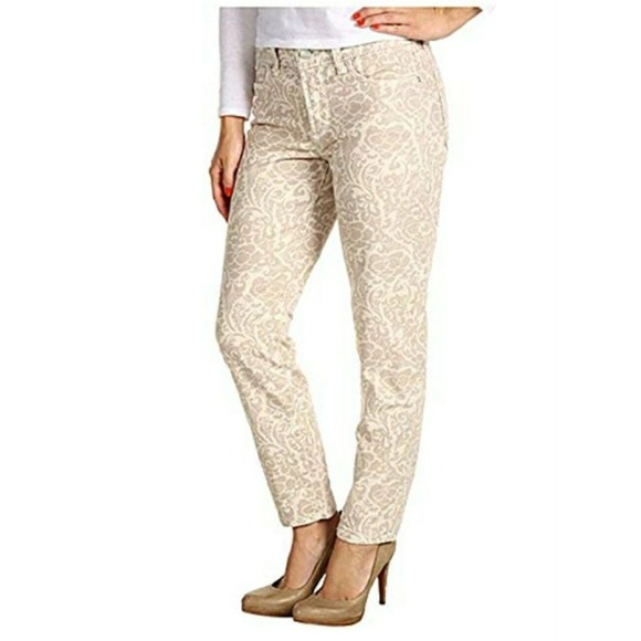 NYDJ Denim - NYDJ Women's Chic Floral Cream  Pattern Ankle Skinny Pants 8